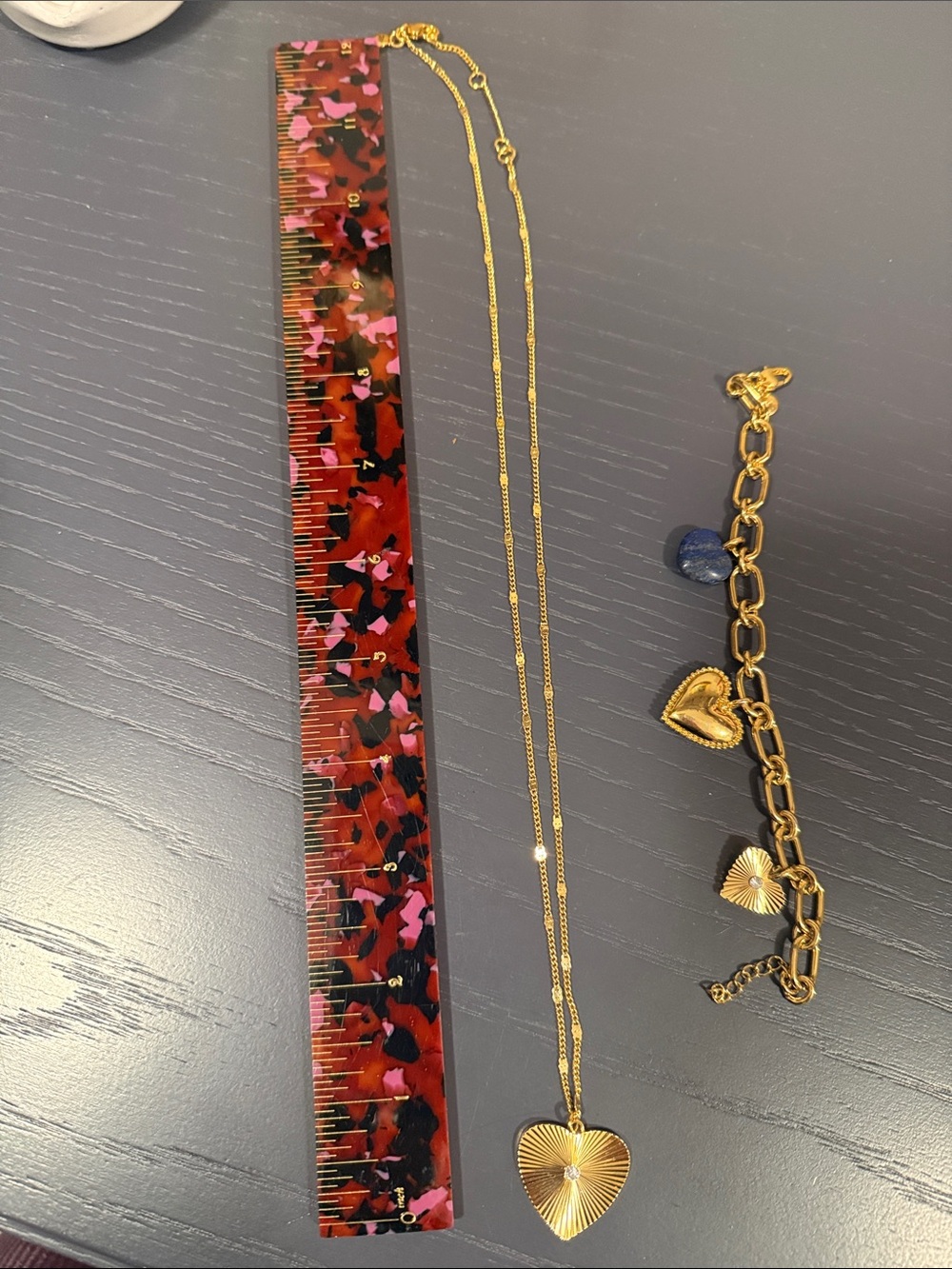 Madewell Gold Heart Pendant Necklace with Matching Charm Bracelet like new